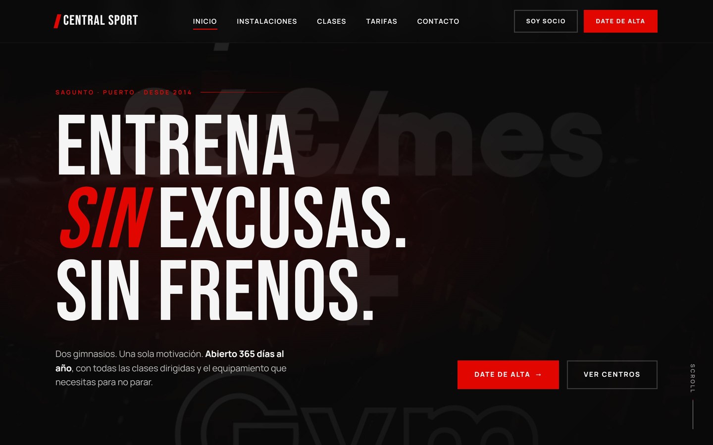Central Sport — Gimnasio en Sagunto y Puerto